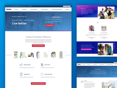 Amway Global amway business corporate corporation gradient homepage landing page marketing products ui website