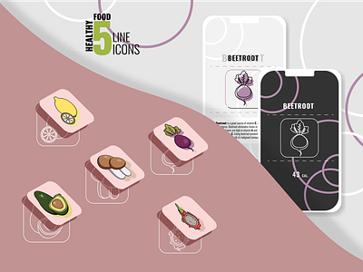 Linestyle icons ai fruit healthy healthyfood icons illustration mobileicons vegetables