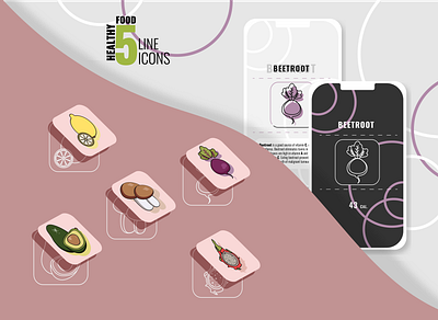 Linestyle icons ai fruit healthy healthyfood icons illustration mobileicons vegetables