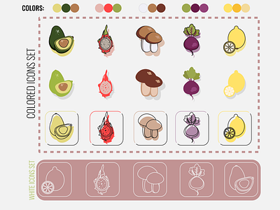 Healthy foog icons set food fruit healthyfood icons set vegetables