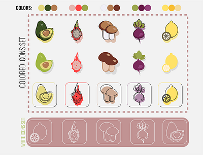 Healthy foog icons set food fruit healthyfood icons set vegetables