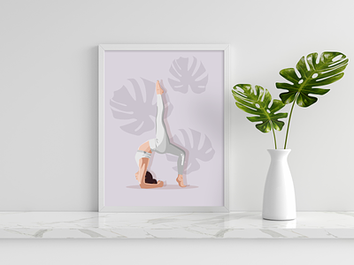 Poster for yoga center in faceless style ai faceless harmony illustration mockup poster yoga