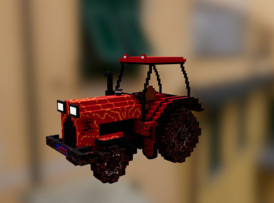 Voxel Dirt Tractor art design illustration nft pixel voxel