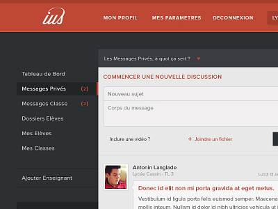 ius - messages privés bleu flat red retro ui ux vintage web webdesign website