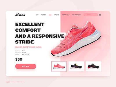 ASICS Sneakers Landing Page Design UI concept footwear homepage landing page design shoes sneakers sport ui website