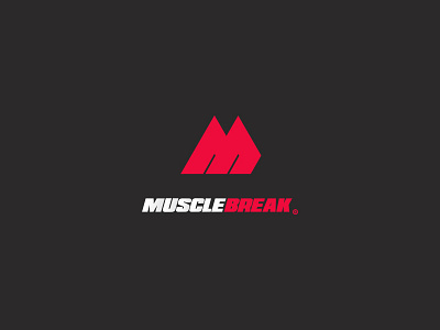 Muscle Break Logo Concept abstract apparel bodybuilding branding clothing fashion fitness identity m minimal modern sports