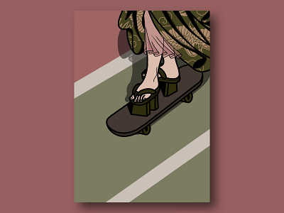 hard court wave art design illustration kimono skate ukiyo e