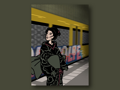 berlin subway art berlin design illustration kimono subway ukiyo e