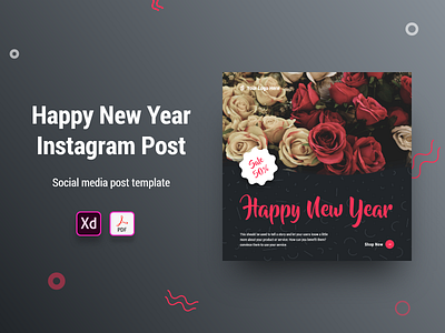 Happy New Year Instagram Post Banner animation app branding design flat icon illustration logo minimal vector