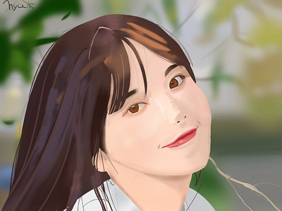 Asian girl post-realistic painting illustration