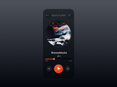 Job 1. Interface for a music application. app design graphic design neomorphism ui ux