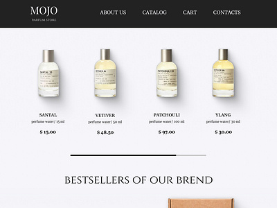 Landing page for perfumery store.