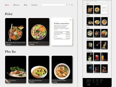 Menu page for food delivery website. delivery design site web webdesign website