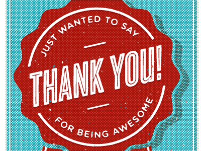 Hey, thanks! card graphic design ribbon thank you type