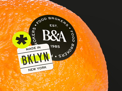 B&A Food Brokers Brand Identity badge brand brand identity branding brooklyn food grocer grocery heritage identity logo mark new york nyc orange sticker street type typography wordmark