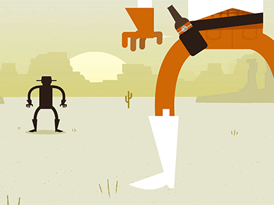 The Unforgiven after effects animation beer cowboy gif illustration showdown tumble weed western wild west