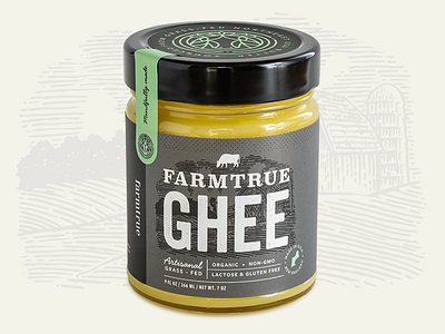 Farmtrue Original Ghee butter design farm ghee jar label organic packaging product