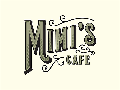 Mimi's Cafe branding cafe coffee flourish logo logotype typography vintage