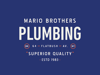 Mario Brothers Plumbing antique badge branding brooklyn design heritage identity industrial lockup mario nintendo plumbing retro sans-serif type typography vector vintage vintage logo