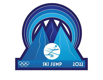 Winter Olympics Ski Jump Badge design illustration minimalist vector