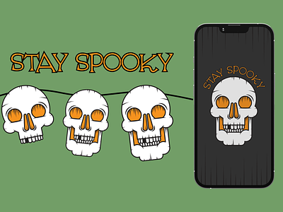 Autumn Inspired Phone Wallpaper - Stay Spooky graphic design illustration minimalist vec vector