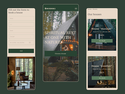 Shishki- online service for renting houses adaptive booking design figma house landing page mobile ui ux web design website