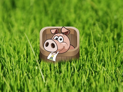 iOS Icon Concept 3d animal bucket cartoon cute grass icon ios icon photo photo editing pig