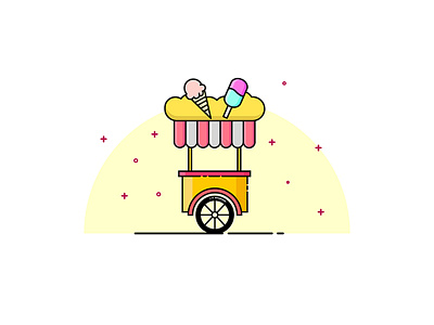 Ice cream shop candy cool flat ice cream ice cream shop icon illustration shop store