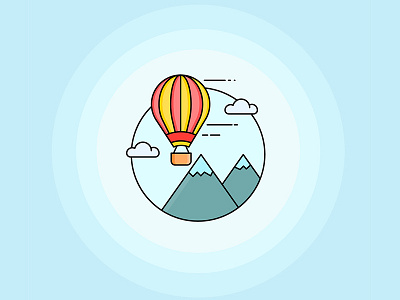 Balloon and mountain balloon cloud flat illustration minimal mountain outline speed
