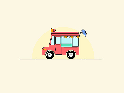 Food Truck flag flat food food truck illustration outline testy van