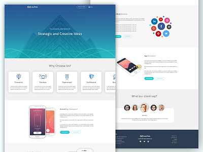 Landing page design android flat ios landing page minimal one page services testimonial website design