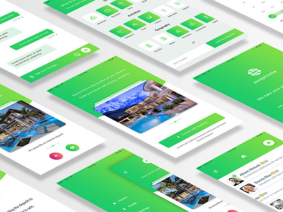 Swap Home App Concept app card exchange flat gradient green home housing swap tinder