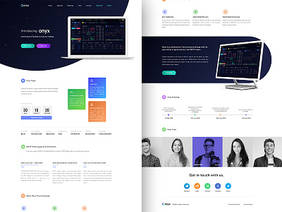 Landing page design for Onyx-Future exchange for crypto currency about us animation crypto dashboard exchange future exchange landing page onyx roadmap subscribe team