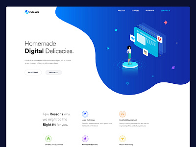 Digital agency or it company website design agency clean digital agency isometric isometric illustration it company landing page minimal trending