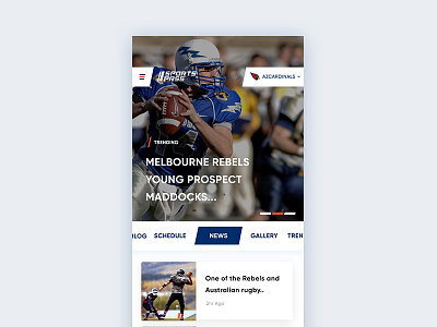 Sport news app design article feed football news news feed press rugby sharp sport teams