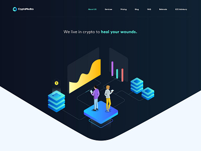 CryptoMedics Landingpage design with svg animation