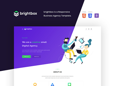 Brightbox - Business Agency Temlpate about us agency clean contact us digital agency flat illustration landing page minimal profile services website