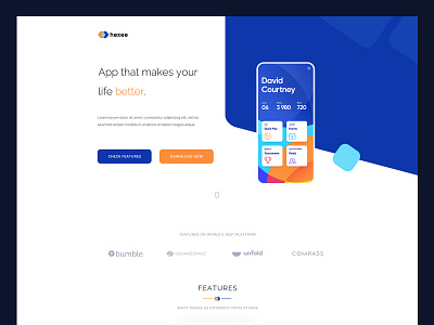 Hexee - responsive modern app landingpage template