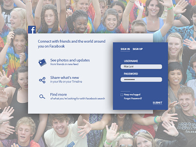 Facebook Homepage Concept challenge concept facebook login ui