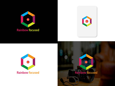 Rainbow focused | camera , lens & photography logo concept