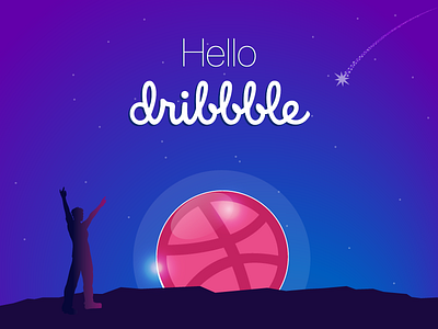Hello Dribbble, first shot gradient illustration invites