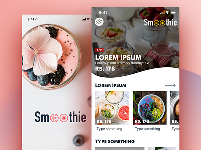 Smoothie Online Order App app branding clean app iphone x mockup ui ux