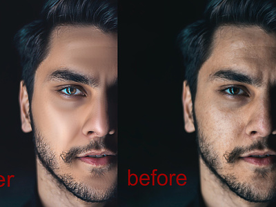 before and after retouching portrait