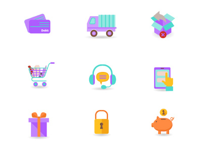Icons for ecommerce graphic design icon design purple