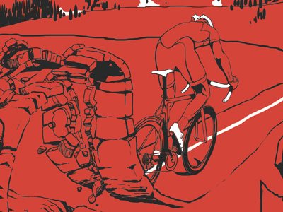 Road Rage bike drawn hand illustration poster print rage red road white