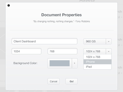 Document Properties application design easel greyscale ui ux web