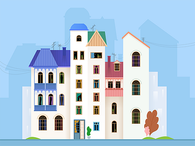 My little house brick building house icon illustration vector windows