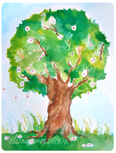 The Card Tree book card children cover giulia green hearts illustration julia letters love mauri nature tree watercolour