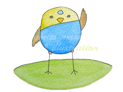 Blue Birdie 'Hi' bird birdie blue children cute giulia illustration julia mauri watercolour