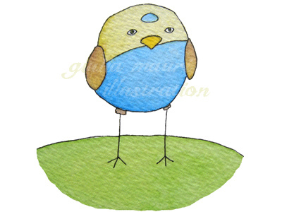 Blue Birdie bird birdie bluetit children cute giulia illustration julia mauri nature sad sweet watercolour